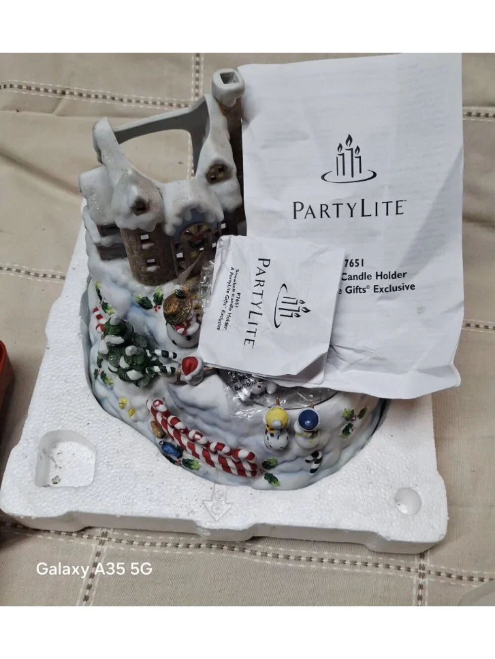 Partylite Snowbell Candle Holder Christmas Village Figurine With Mirror Base Exc